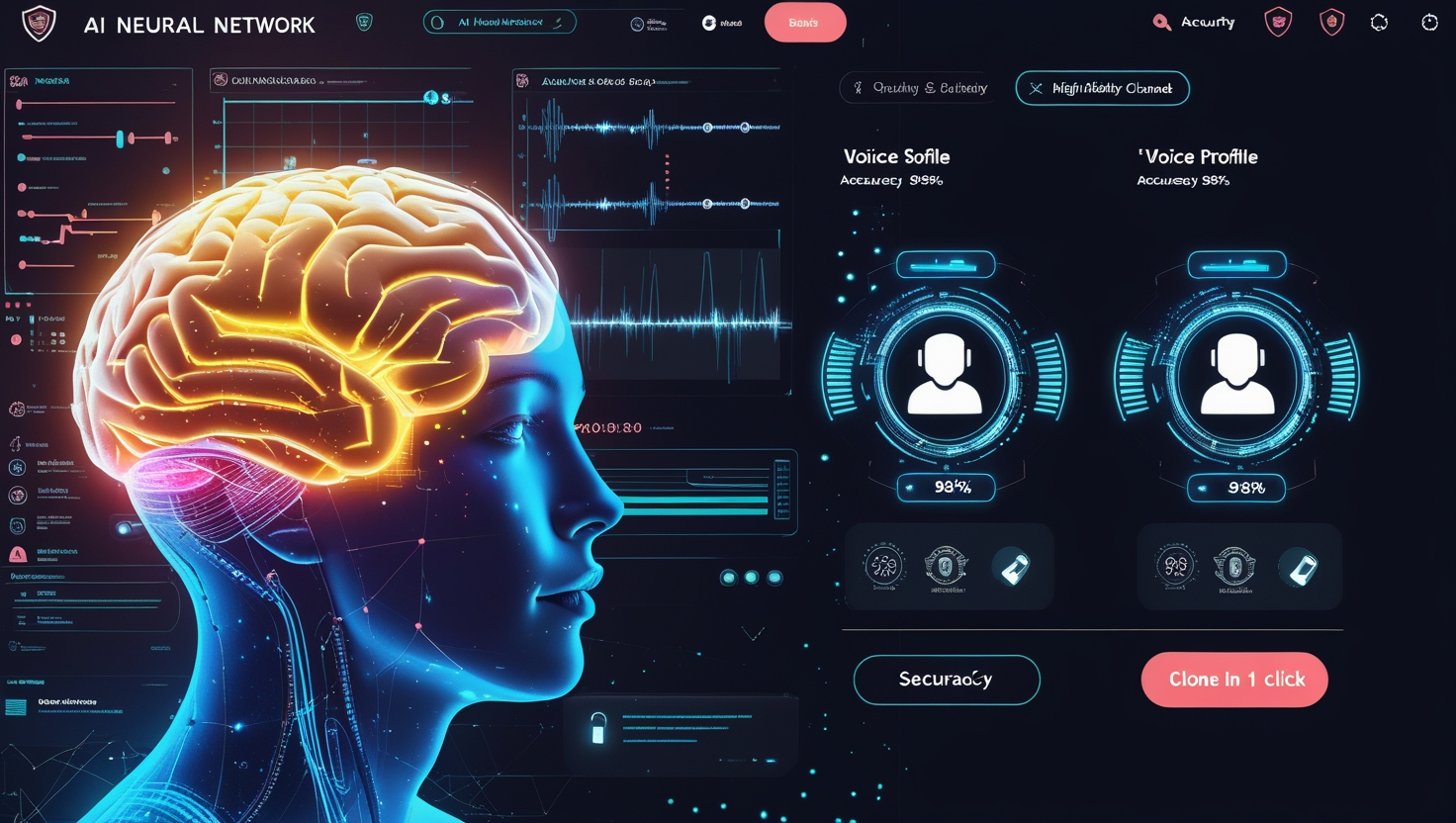 основы ии-озвучки AI neural network depicted as a glowing